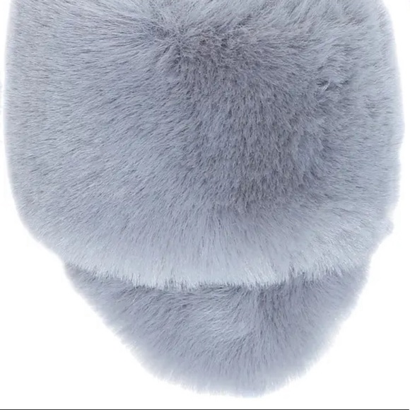 NWT Sam Edelman size 11 blue grey faux fur slipper/slide - Picture 10 of 11